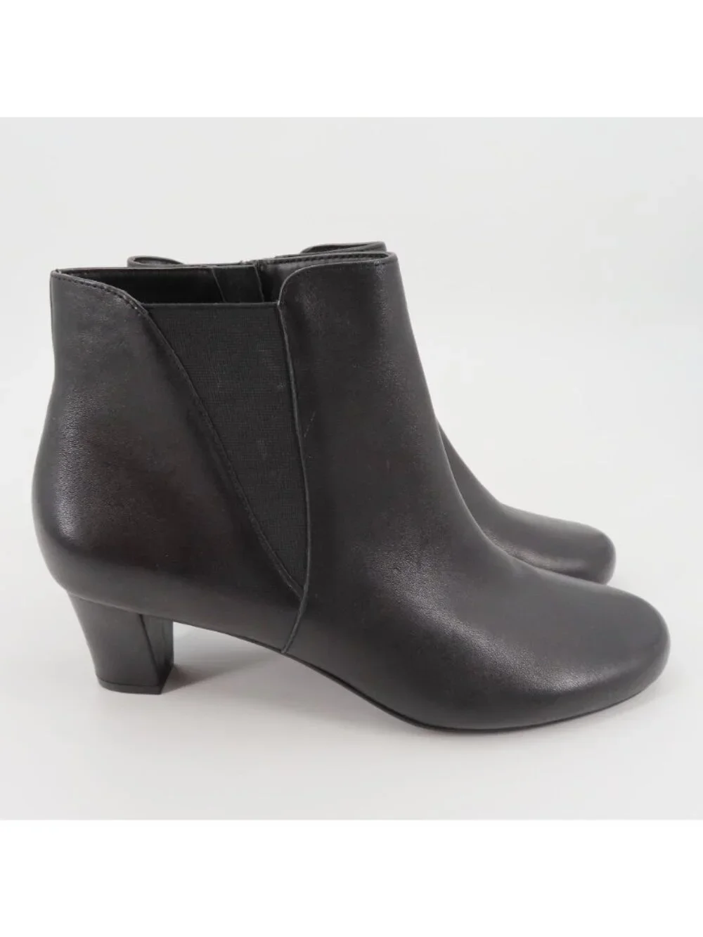 David Tate Womens 11 M Solid Black Leather Upper Ankle Boots Booties Zippered
